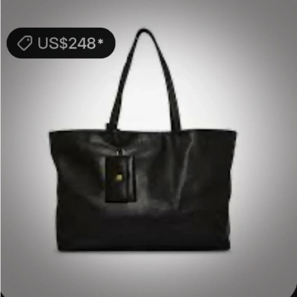 Vintage Y2K Lucky Brand Black soft Leather Tote Bag with keychain wallet laptop - Picture 3 of 17